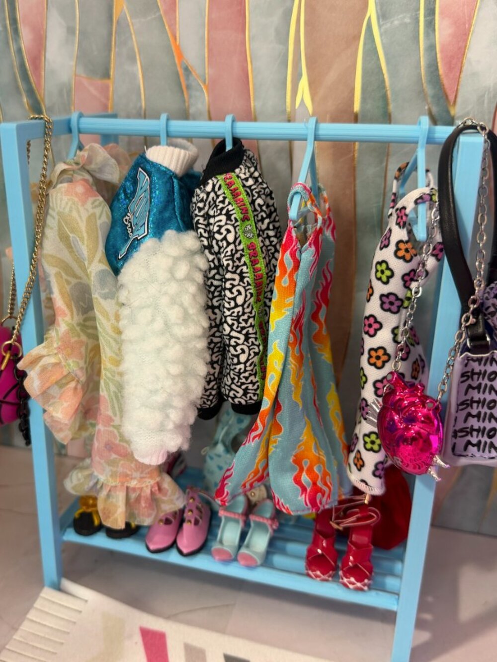 Barbie Doll Clothes Rack | 11.5-inch Fashion Doll Wardrobe Organizer